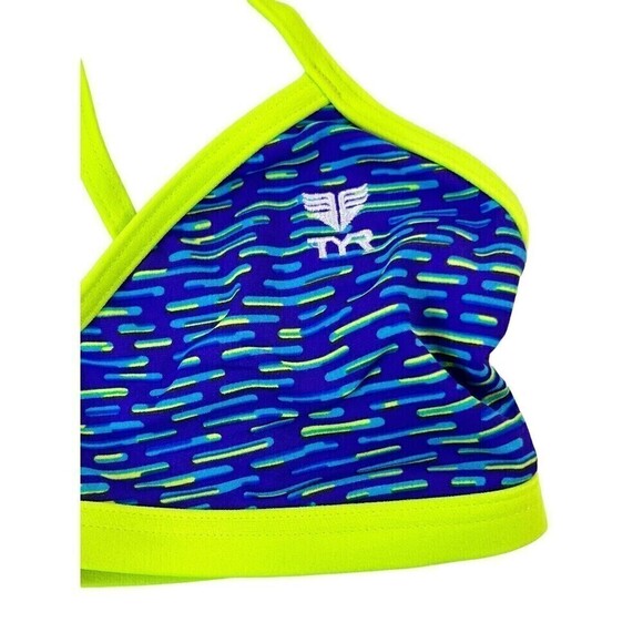 NWT TYR Durafast One Vitality Trinity Bikini Top Gym Workout Blue/Lime XS 0-2 - Picture 3 of 9
